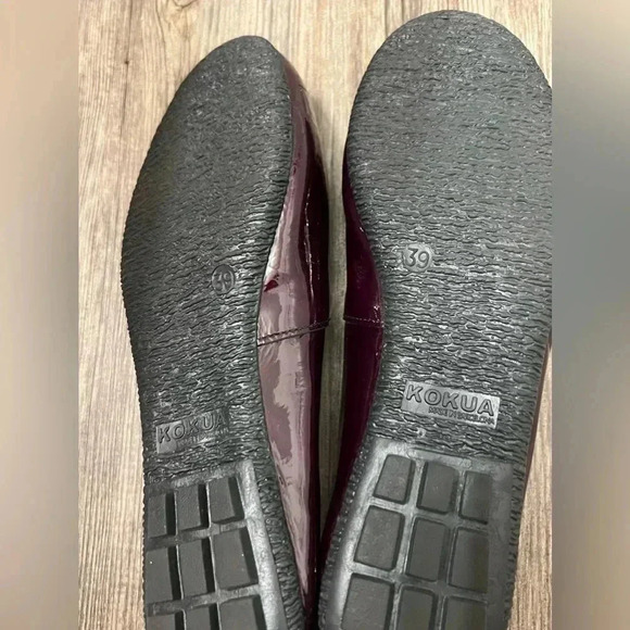 - KOKUA BARCELONA  BALLARINA FLATS PATTON LEATHER PURPLE EGGPLANT SIZE 8 39 - Picture 6 of 9